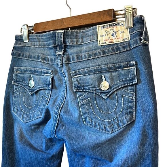 True Religion World Tour Capri Jeans Blue Denim Womens Size 28 - Picture 4 of 9